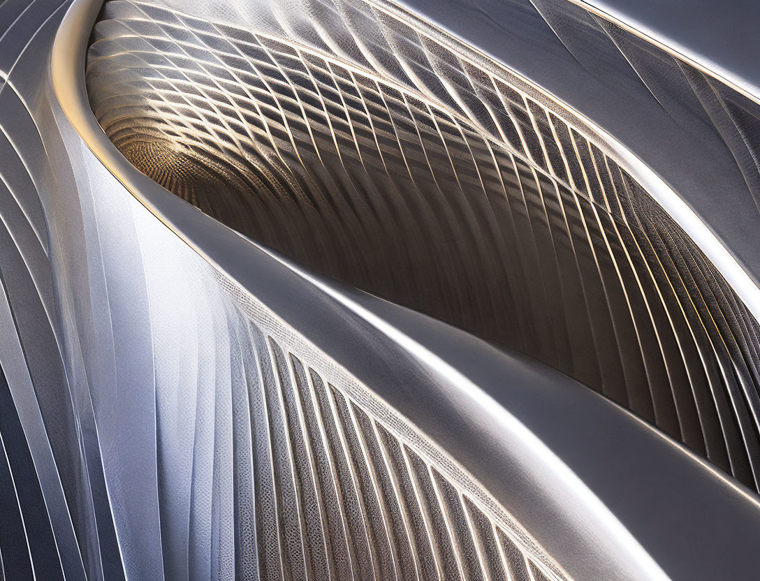 Curved Metal Lines and Soft Light in Abstract Architectural Detail