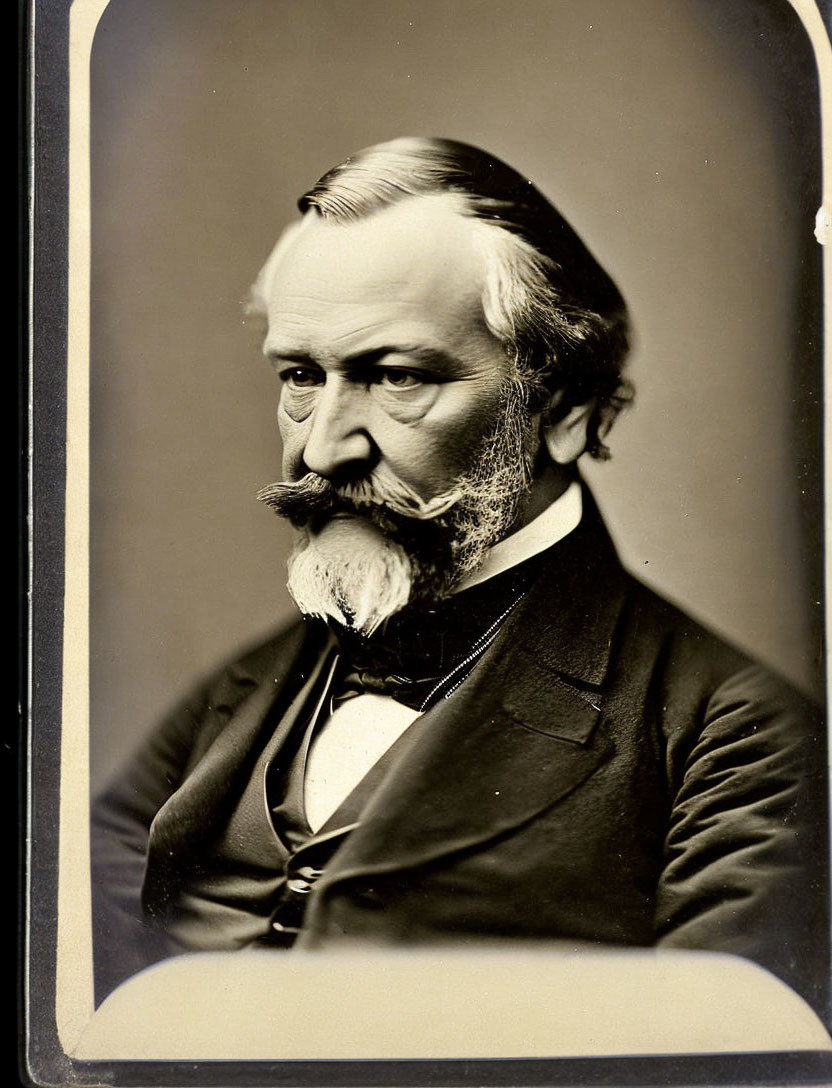 Classic Black and White Vintage Portrait of Distinguished Bearded Gentleman