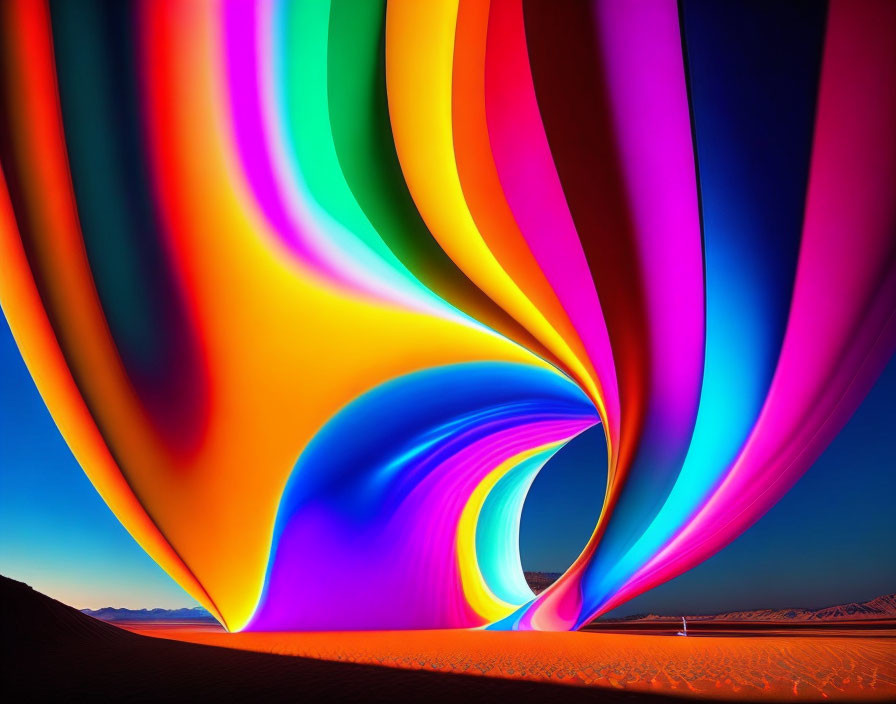 Colorful Psychedelic Wave in Desert Landscape