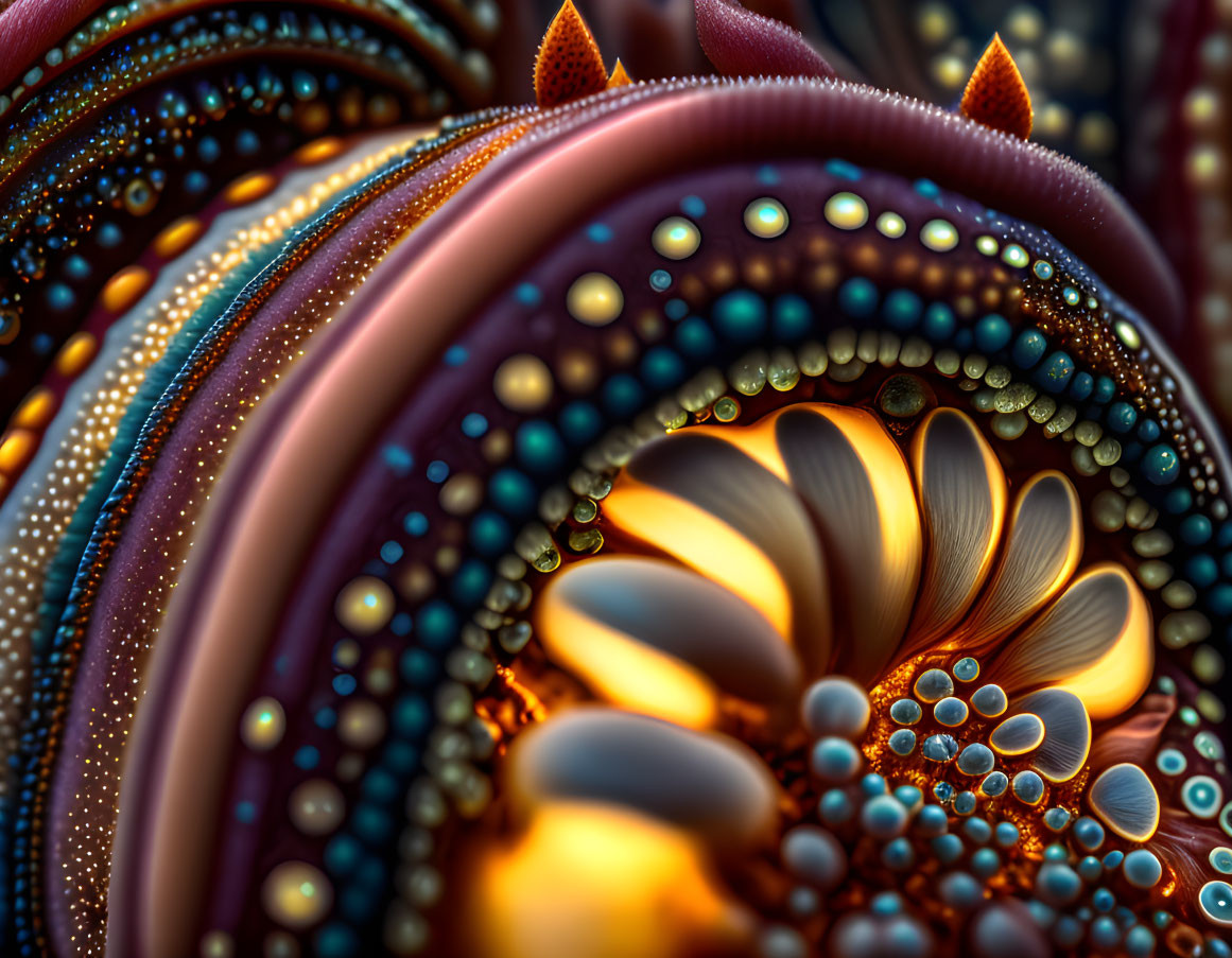 Detailed Fractal Art: Vibrant Patterns in Copper & Blue