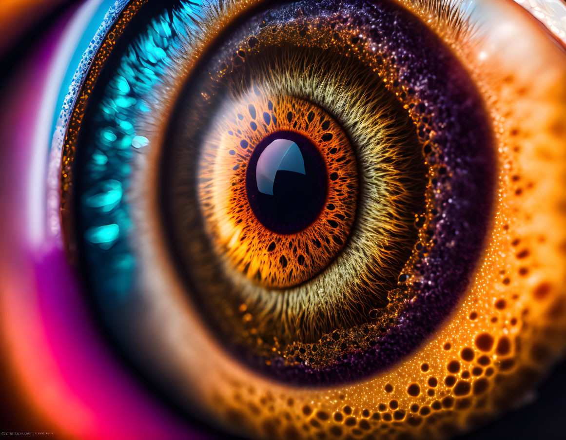 Detailed close-up of vibrant human eye colors and intricate iris texture