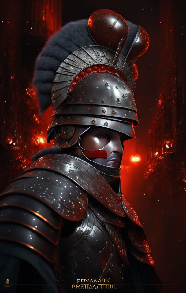 Detailed Medieval Armor Artwork on Dark Fiery Background