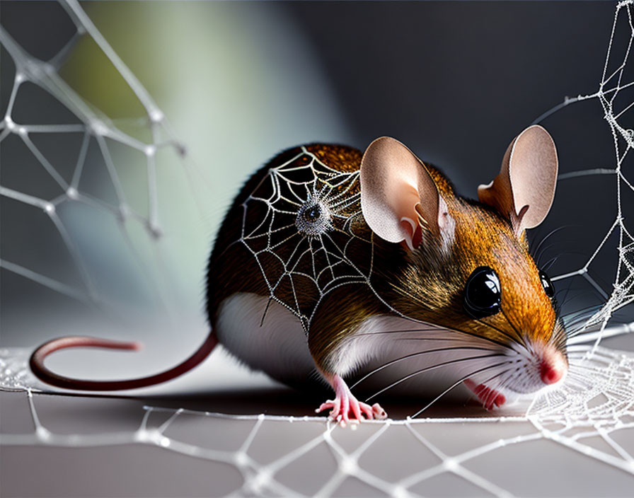 Digitally altered image: Mouse with spiderweb patterns on body