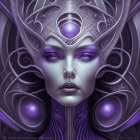 Stylized female figure with purple tones and intricate headpiece