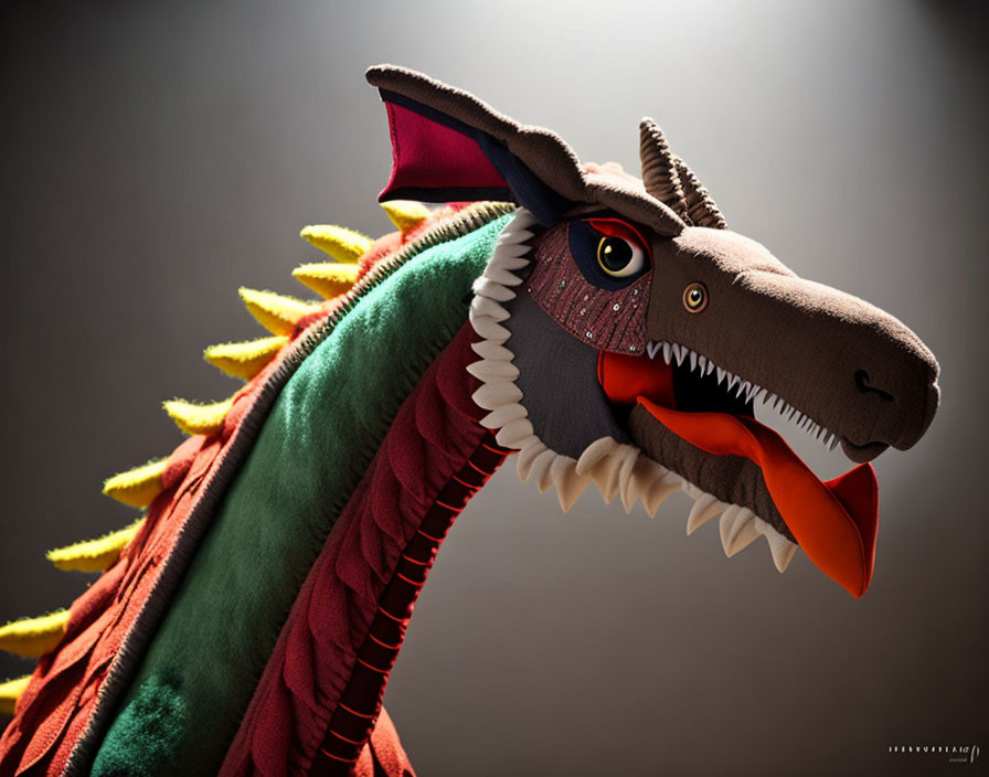 Detailed Dragon Head Model with Sharp Teeth and Intense Eyes