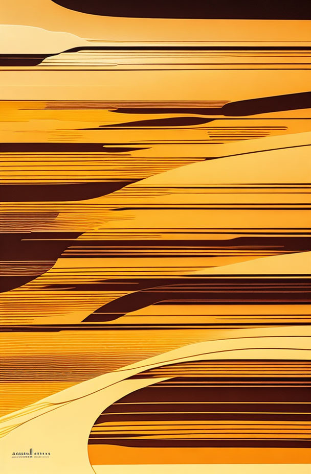 Golden abstract lines and curves in gradient tones resembling dunes or waves