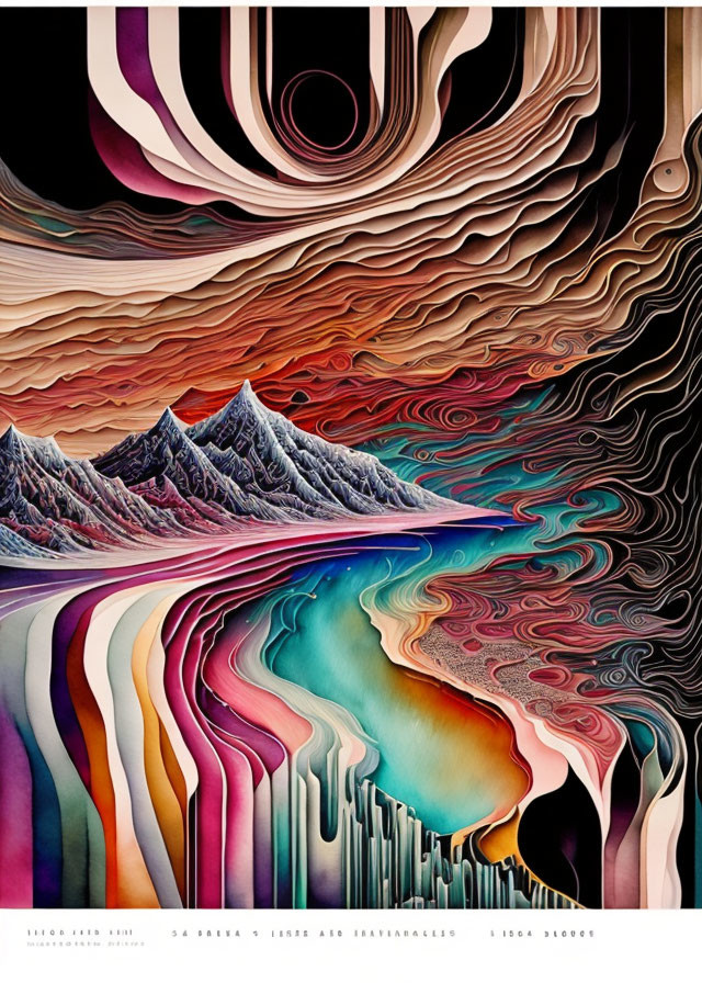 Colorful Abstract Mountainous Landscapes with Flowing Patterns