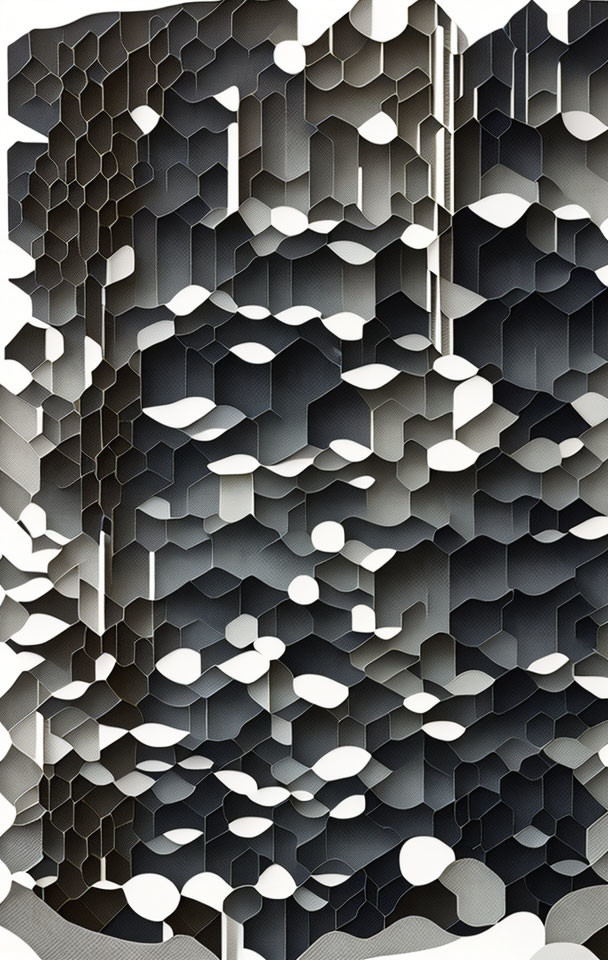 Detailed 3D honeycomb pattern wall panel in shades of gray