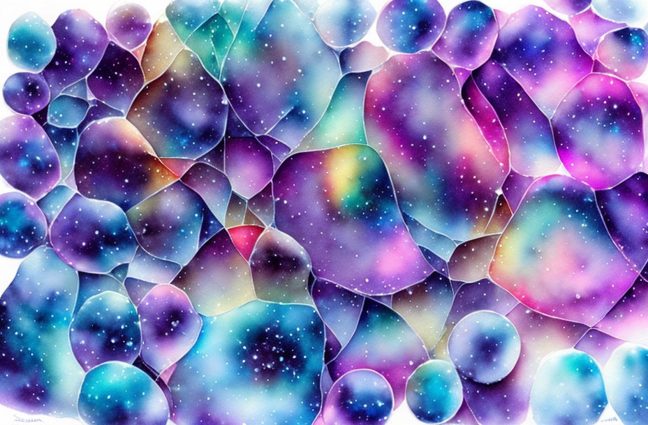 Translucent Multicolored Bubbles with Cosmic Star-Filled Effect