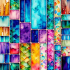 Vibrant clothes on drying line under sunlight on wooden surface