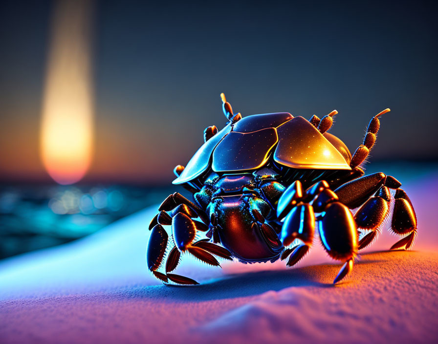 futuristic crab at night
