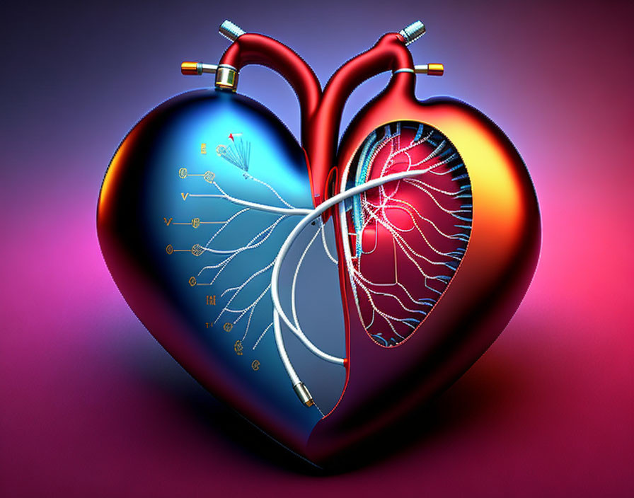 Detailed Human Heart Illustration on Gradient Background