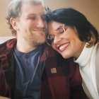 Vintage Attired Couple Gazing Fondly - Bow Tie and Rose-Adorned Hat