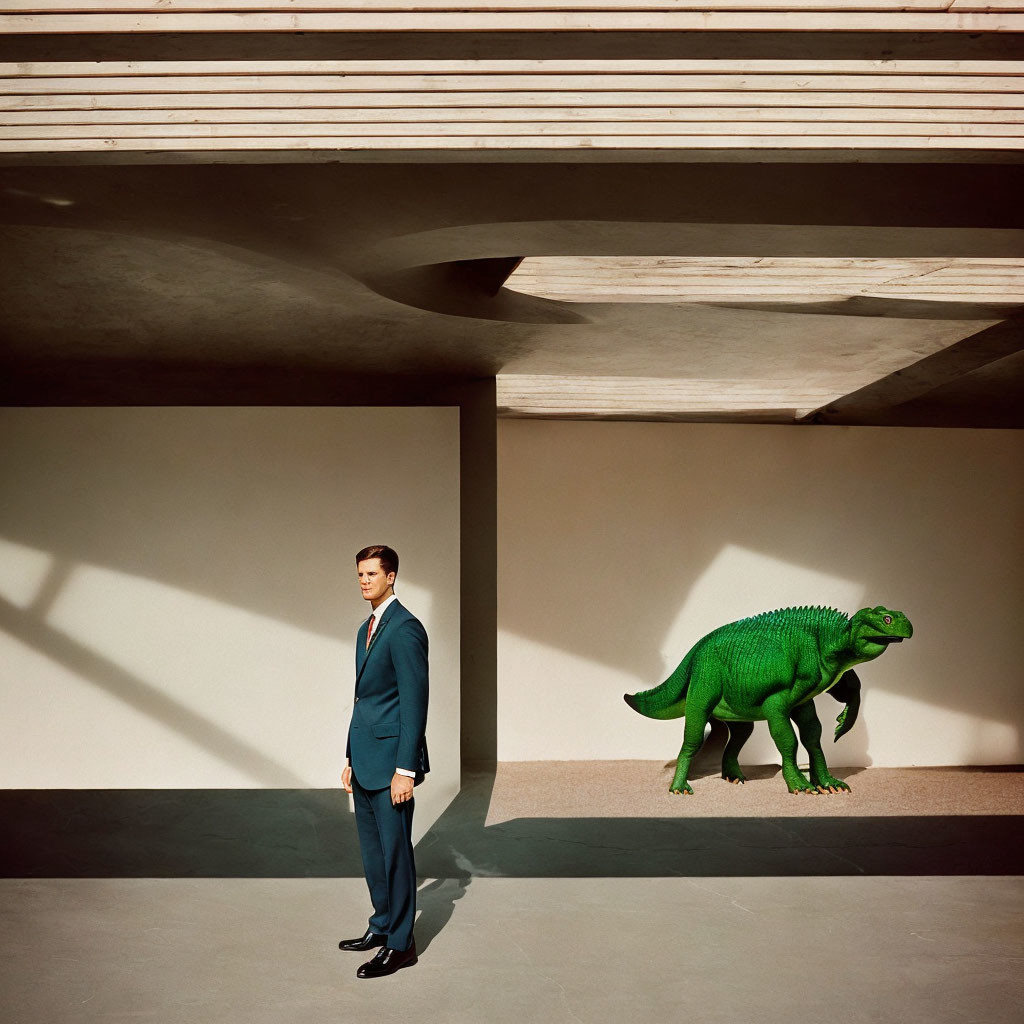 Business man with dinosaur