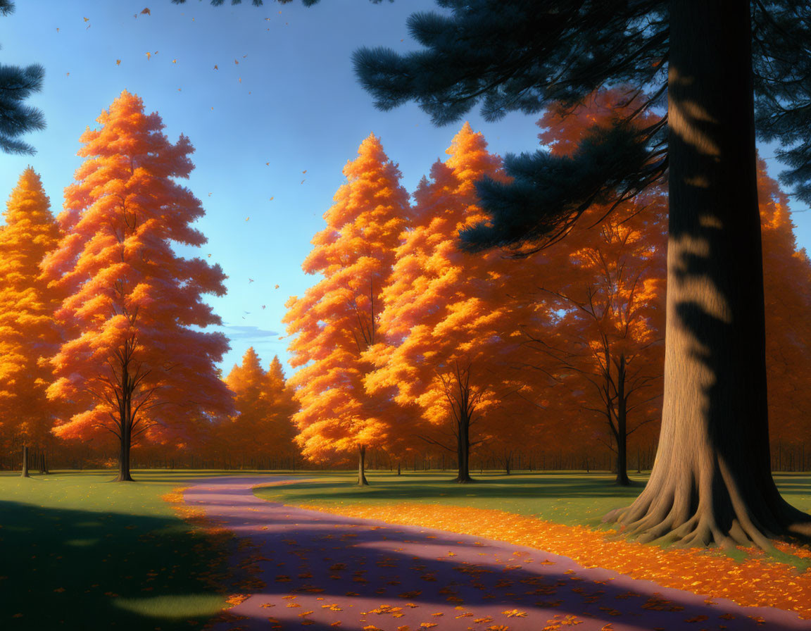 Tranquil Autumn Landscape with Vibrant Trees