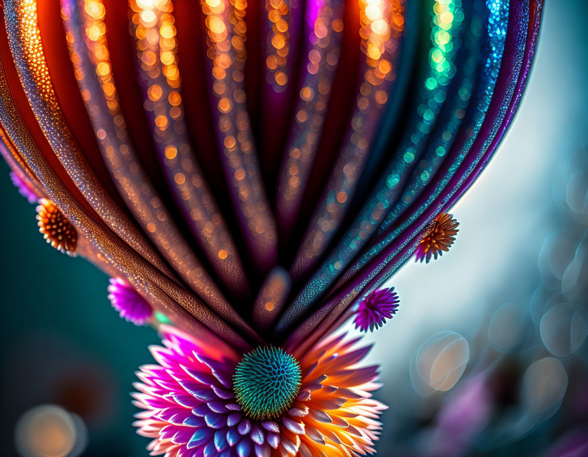 Colorful Overlapping Paper Art Close-Up with Vibrant Bokeh Background