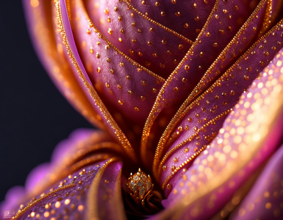 Purple and Gold Fabric with Detailed Beadwork and Textures