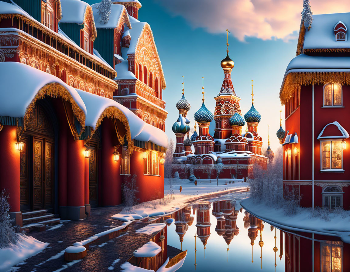 Iconic Saint Basil's Cathedral in Vibrant Winter Scene