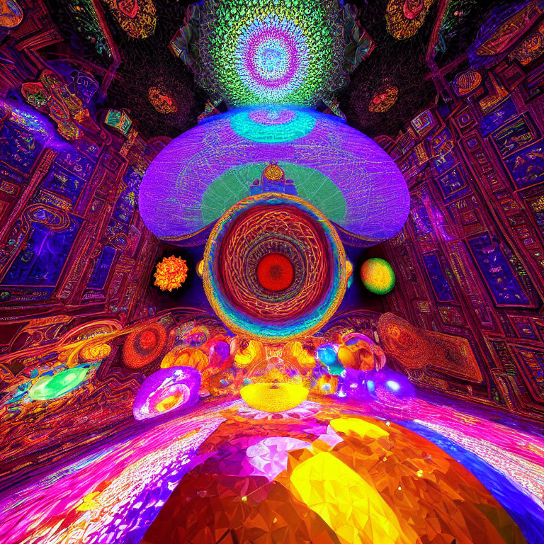 Colorful Psychedelic Room with Rich Patterns