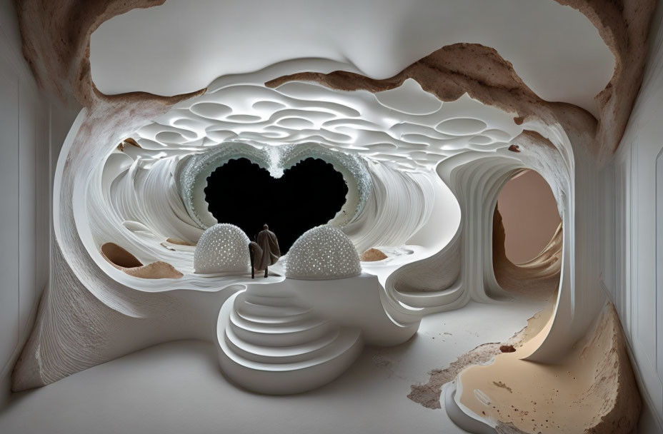 Organic bone-like structures in surreal interior space