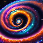 Colorful Spiral Galaxy with Radiant Core and Starry Arms