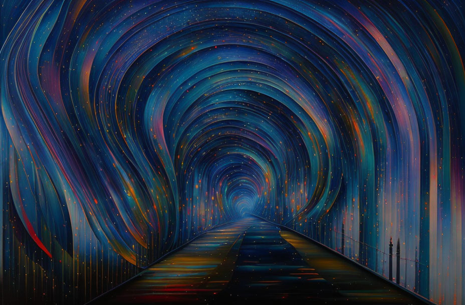 Starry Night Sky Tunnel Over Solitary Path Painting