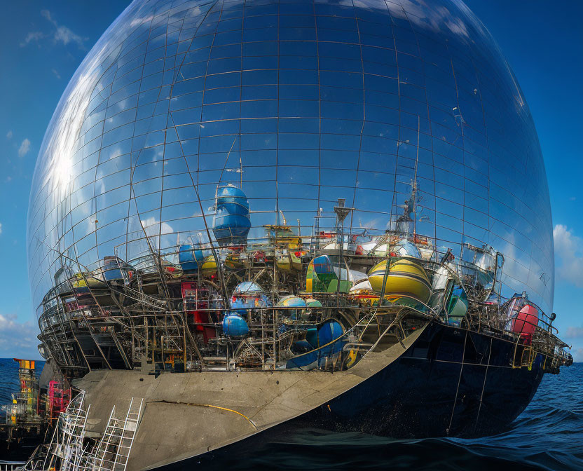 Colorful Tanks on Grid-Structured Spherical Ship Dominating Platforms