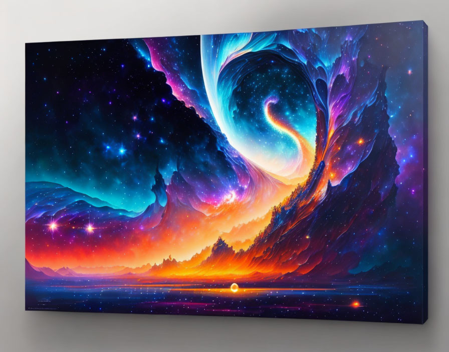 Colorful Cosmic Scene Canvas Print with Nebulas and Stars