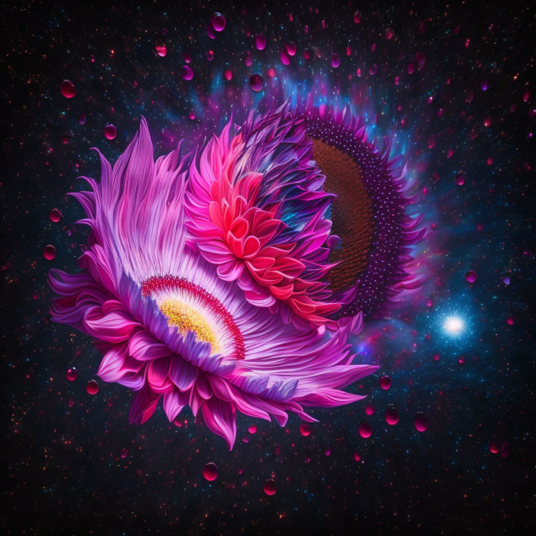 Colorful Flower-Like Nebula in Cosmic Digital Art