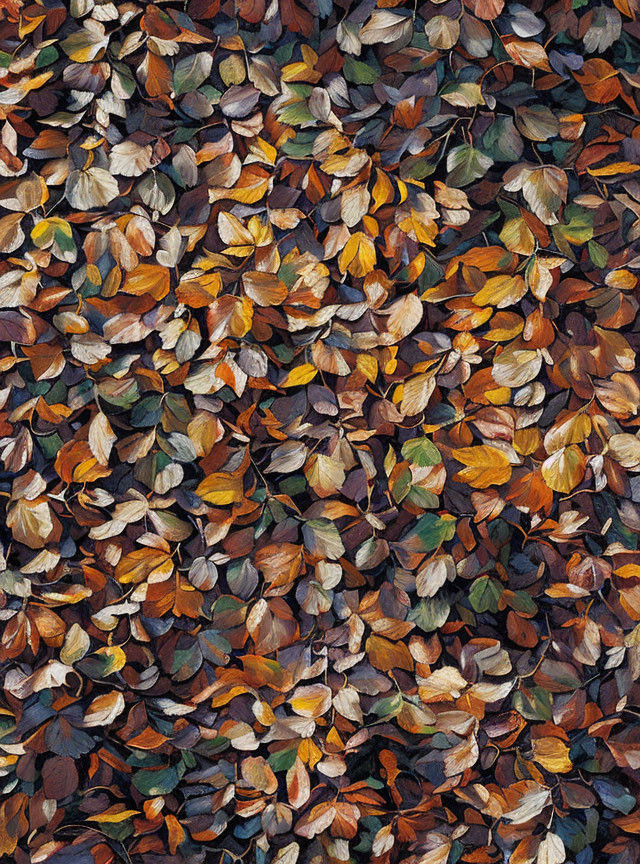 Multicolored fallen leaves carpet in autumn hues