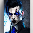 Stylized portrait of a pale vampire in dark suit