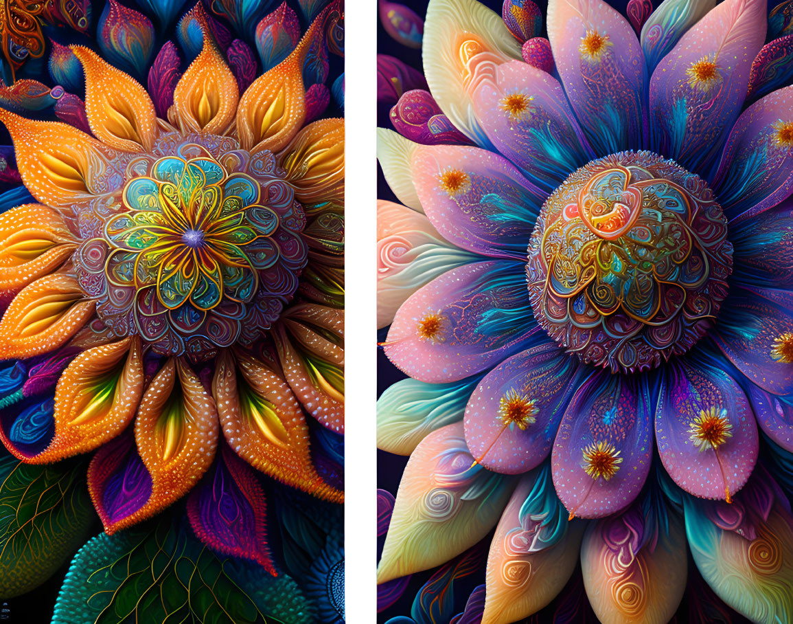 Abstract Floral Digital Art: Vibrant Patterns & Rich Textures