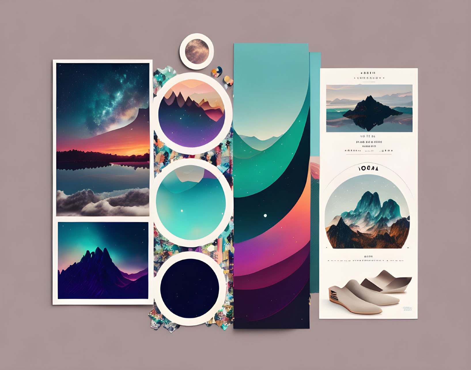 Modern Graphic Design Posters & Cards: Landscapes, Starry Skies, Abstract Shapes