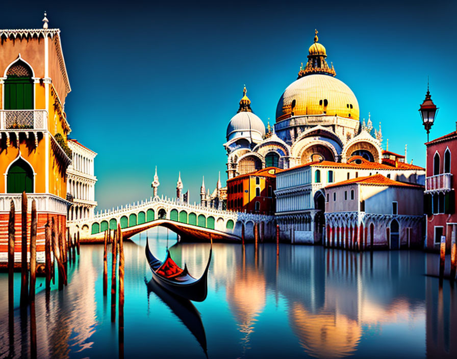 Scenic Venice Grand Canal with Gondola and Santa Maria della Salute