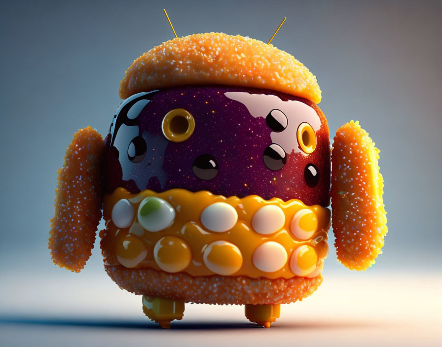 Sushi Roll Android Robot with Caviar and Tempura