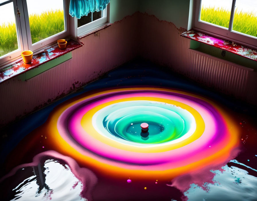 Colorful Circular Art Installation Creates Vortex Illusion