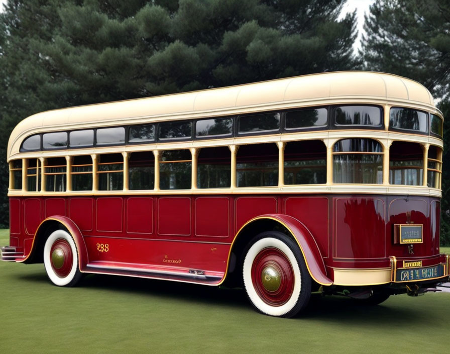 Vintage Red & Cream Double-Decker Bus with Polished Chrome Details