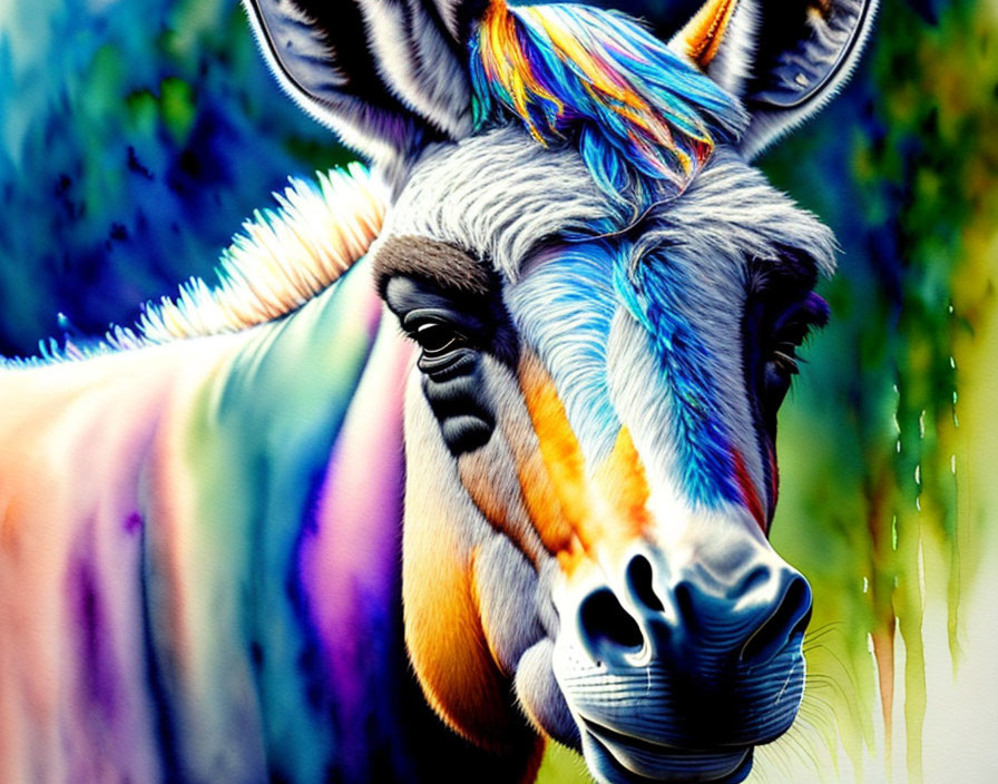 Colorful Surreal Zebra Artwork with Rainbow Palette