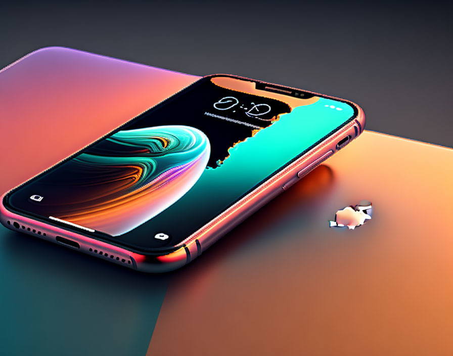 Colorful Abstract Wallpaper Smartphone with Notch and Speaker Grill