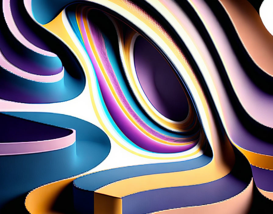 Multicolored Abstract Digital Art with Flowing Shapes