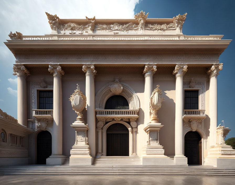 Ornate Classical Architecture Building with Columns and Arches