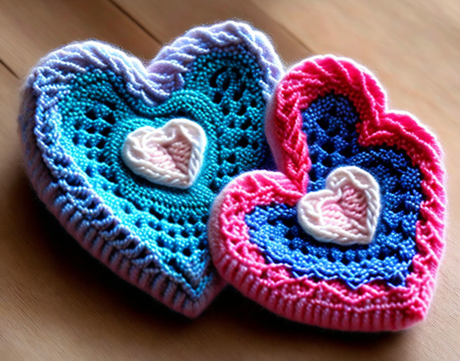 Crochet Hearts in Graduated Sizes with Contrasting Edges