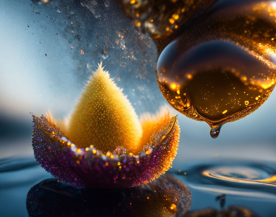 Macro Water Droplet Impact: Crown Splash with Radiant Colors