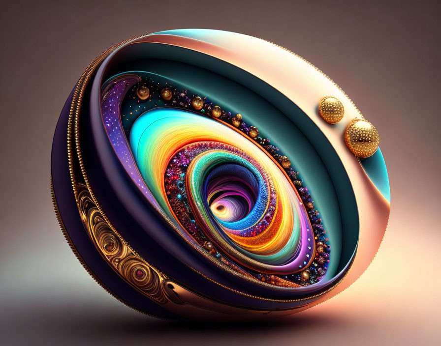 Colorful Abstract 3D Illustration with Swirling Patterns and Iridescent Colors