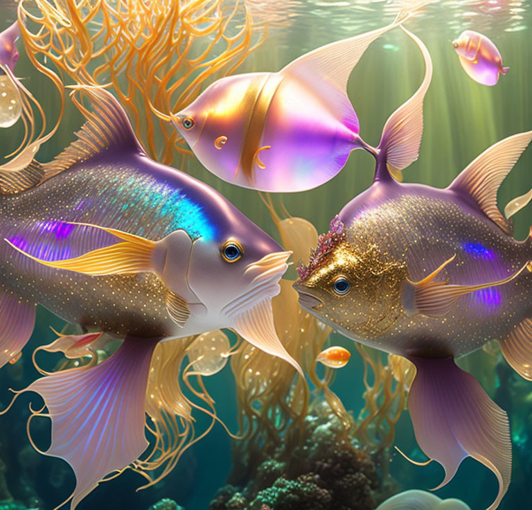 Vibrant underwater scene with colorful tropical fish and coral