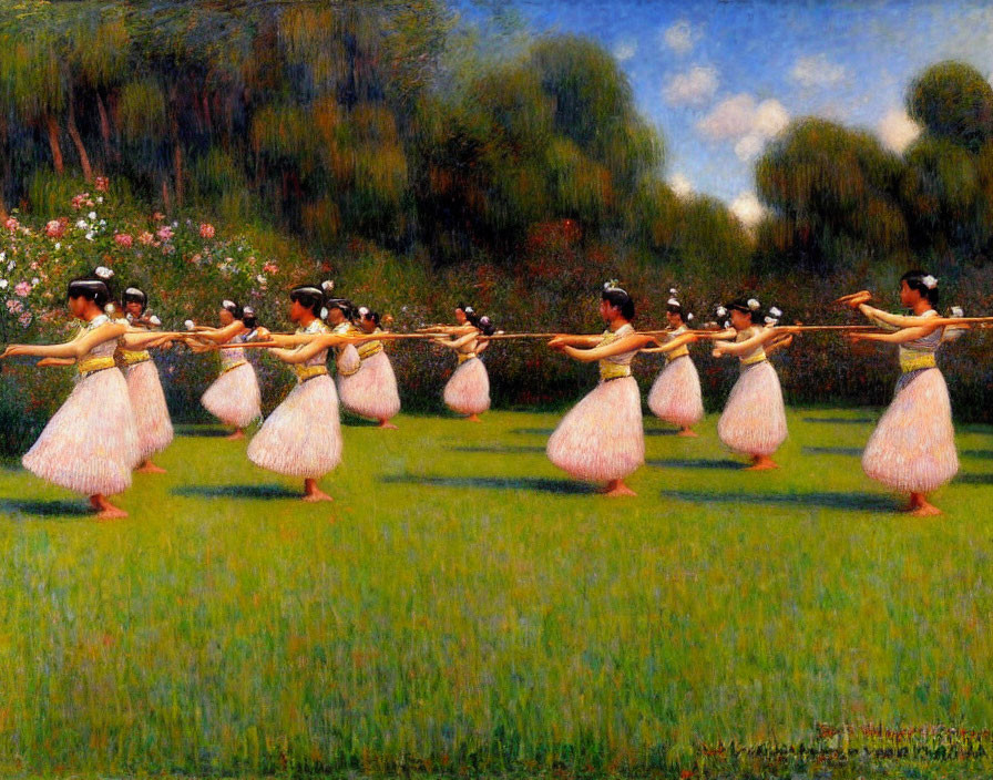 Ballerinas in Pink Tutus Dancing Outdoors