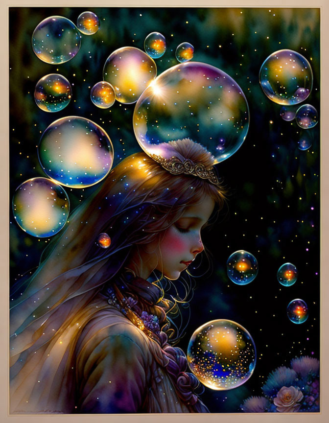 Illustration: Woman with Tiara in Cosmic Setting