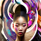 Colorful Abstract Digital Artwork Featuring Stylized Female Face