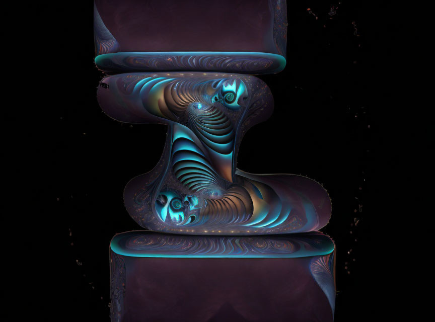 Iridescent Swirls and Shapes in Symmetrical Column Art