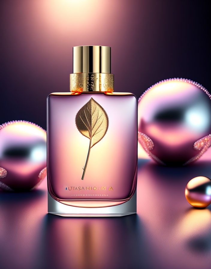 Luxurious Perfume Bottle with Golden Cap on Gradient Backdrop